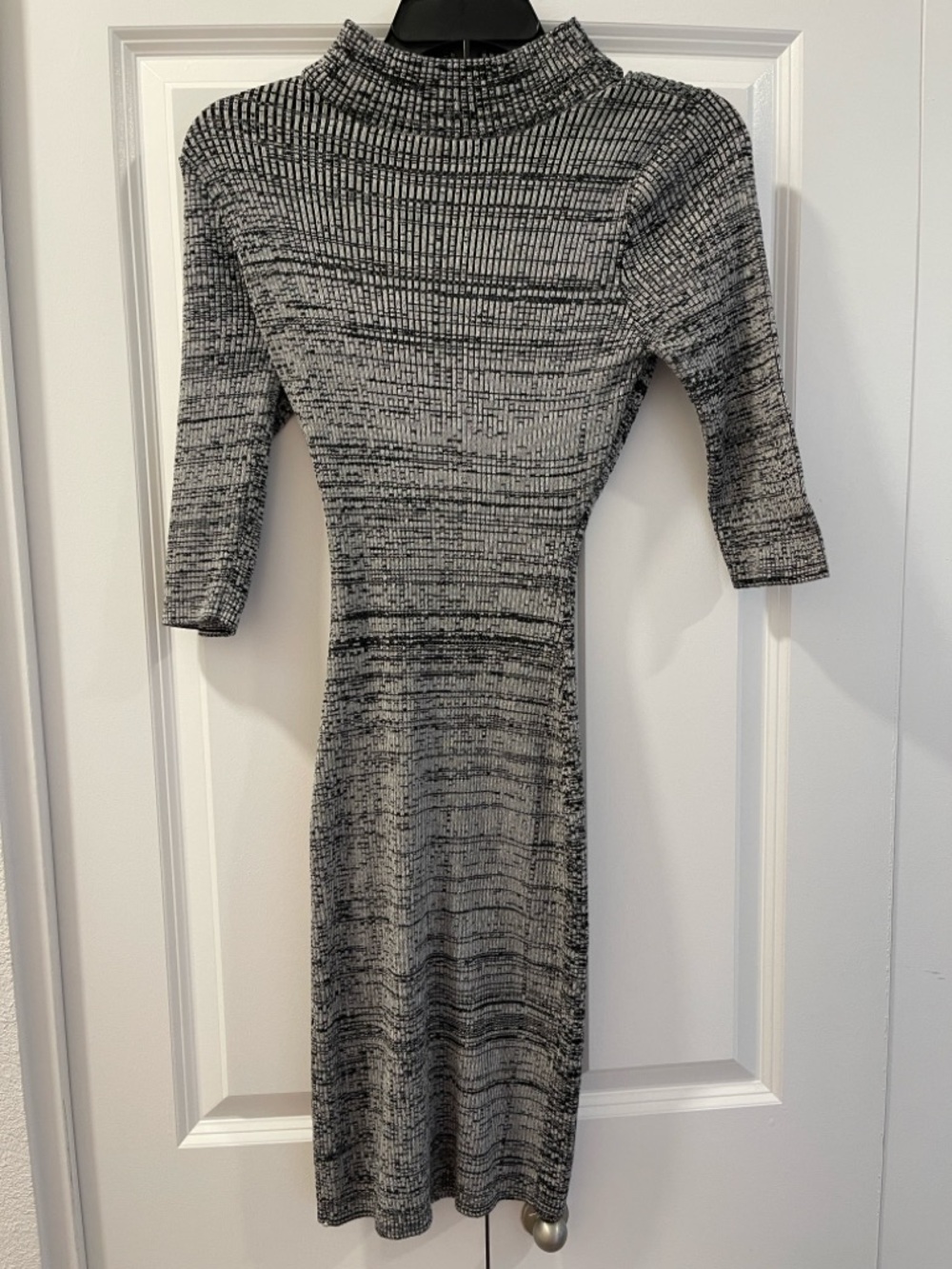 Rue21 Black & Gray Ribbed Knit Midi Dress with Mock Neck